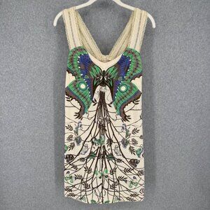 Free People Madame Butterfly Mini Dress Size 10 Cream VTG Y2K ASO Ashley Tisdale
